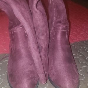 Burgundy knee high boots